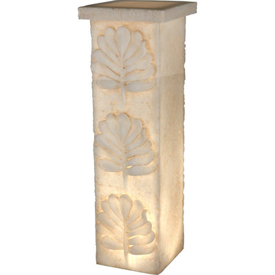 Decorative Polyresin Pedestal With Embossed Leaf Design, Cream
