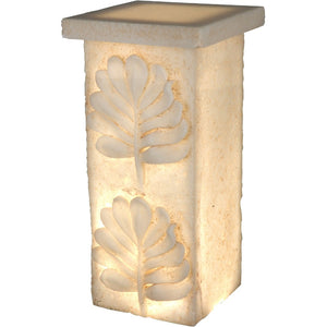 Polyresin Pedestal With Embossed Leaf Design, Cream