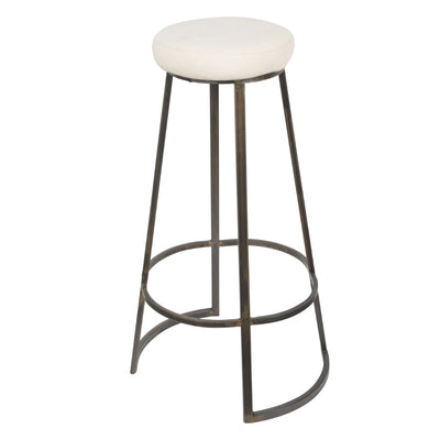 Metal Framed Backless Counter Stool With Polyester Seat, Black & White