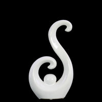 "S" Shaped Ceramic Abstract Sculpture, Small, Glossy White