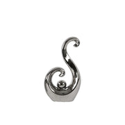 "S" Shaped Ceramic Abstract Sculpture, Small, Silver