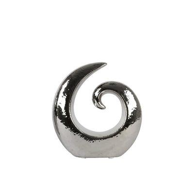 Abstract Spiral Sculpture In Ceramic, Small, Silver