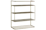 Rectangular Metal Wall Organizer With 3 Shelves, Champagne Silver