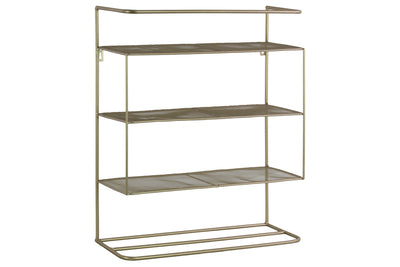 Rectangular Metal Wall Organizer With 3 Shelves, Champagne Silver