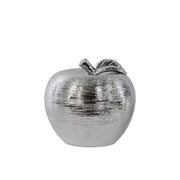 Porcelain Apple Figurine In Combed Pattern, Small, Silver