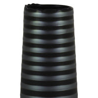 Cylindrical Stoneware Vase With Ribbed Pattern, Small, Black And Gray