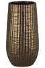 Cylindrical Stoneware Vase With Engraved Zigzag Design, Large, Bronze