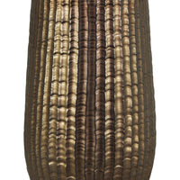 Cylindrical Stoneware Vase With Engraved Zigzag Design, Large, Bronze