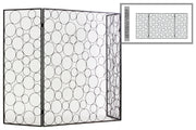 Random Circle Designed Metal Hinged Fireplace Screen, Gunmetal Gray