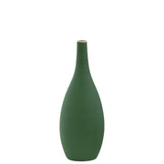 Ceramic Round SM Combed Vase with Small Mouth and Bellied Bottom, Green