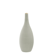 Ceramic Round SM Combed Vase with Small Mouth and Bellied Bottom, Gray