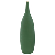 Ceramic Round LG Combed Vase with Bellied Bottom, Green