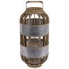 Wood Round Tall Lantern with Lattice Design Body and Handle, Brown