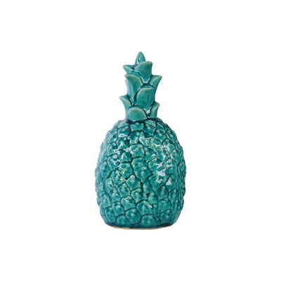 Ceramic Pineapple Figurine With Gloss Finish, Turquoise Blue