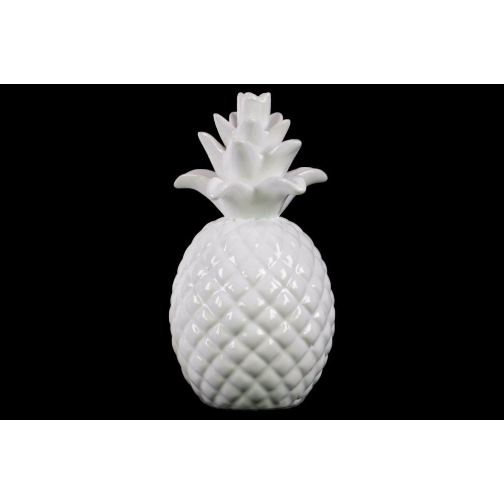 Ceramic Pineapple Figurine With Pimpled Accents, White