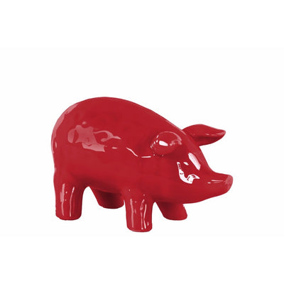 Ceramic Standing Pig Figurine with SM Gloss Finish, Red