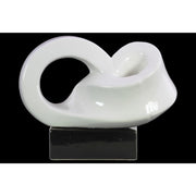 Ceramic Infinity Abstract Sculpture on Rectangle Base, White