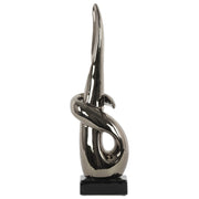 Ceramic Swirl Abstract Sculpture on Rectangle Base, Silver