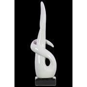 Ceramic Swirl Abstract Sculpture on Rectangle Base, White