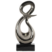 Ceramic "&" Abstract Sculpture on Rectangle Base, Silver