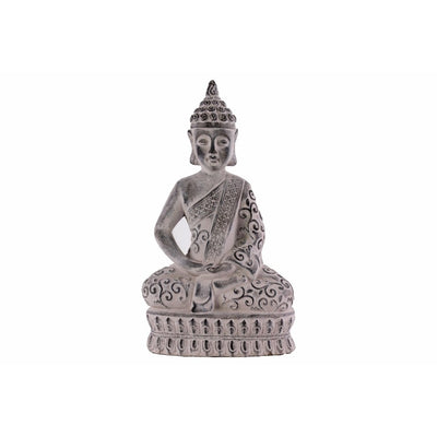 Cemented Meditating Buddha Figurine with Pointed Ushnisha, Gray
