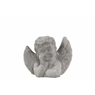 Cemented Cherub Bust Figurine, Small, Gray