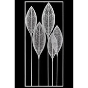 Metal Veined Leaves Wall Decor in Portrait Orientation, White