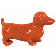 Ceramic Standing Dachshund Dog Figurine, Glossy Orange