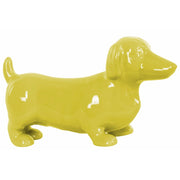 Ceramic Standing Dachshund Dog Figurine, Glossy Yellow