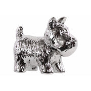 Ceramic Standing Welsh Terrier Dog Figurine, Polished Chrome Silver