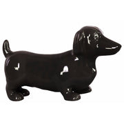 Ceramic Standing Dachshund Dog Figurine, Glossy Black