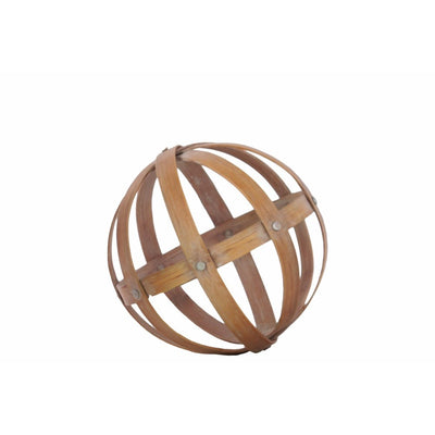 Bamboo Orb Dyson Sphere with 5 Circular Rings, Medium, Natural Brown