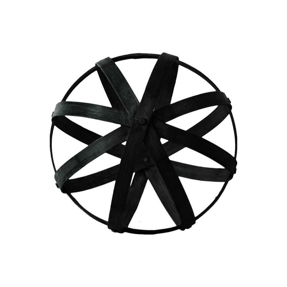 Bamboo Orb Dyson Sphere with 5 Circular Rings, Large, Black