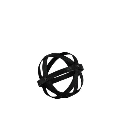 Bamboo Orb Dyson Sphere with 5 Circular Rings, Small, Black