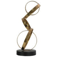 Metal Cascading Circles Abstract Sculpture with Round Base, Gold