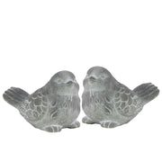 Cemented Designer Bird Figurine, Washed White,  Assortment of 2