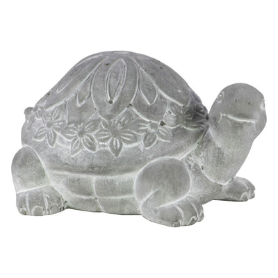 Cemented Turtle Figurine, Washed White