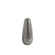 Round Ceramic Vase With Dimpled Pattern, Small, Silver