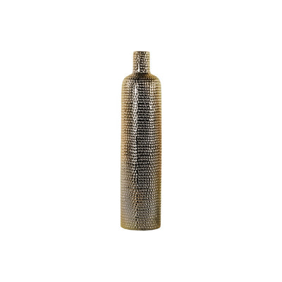 Ceramic Bottle Shaped Vase With Dimpled Pattern, Large, Gold