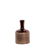 Ceramic Bottle Shaped Vase With Long Elongated Neck, Small, Copper