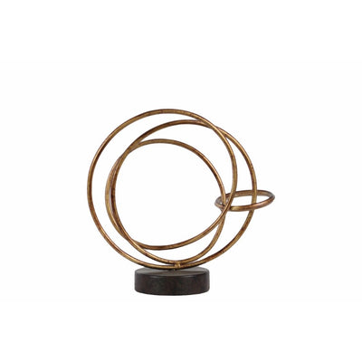 Metal Round Intertwined Rings Abstract Sculpture on Round Base, Small