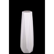 Geometric Pattern Ceramic Vase With 3D Appeal, Small, White