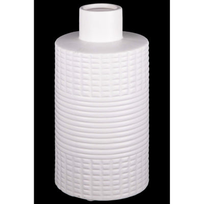 Ceramic Vase In Cylindrical Shape, White