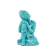 Ceramic Sitting Buddha Figurine, Blue