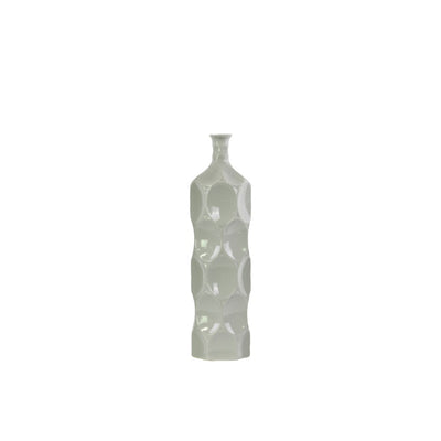 Contemporary Ceramic Bottle Vase With Dimpled Sides, Medium, Gray