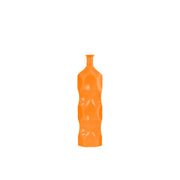 Ceramic Bottle Vase With Dimpled Sides, Medium, Orange