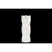 Cylindrical Shape Ceramic Vase With Dimpled Sides, Medium, White