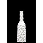 Ceramic Bottle Vase With Wrinkled Sides, Medium, White