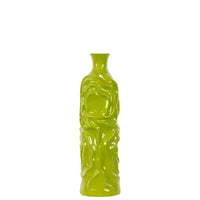 Cylindrical Shape Ceramic Vase With Wrinkled Sides, Medium, Green