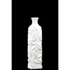 Ceramic Round Vase With Wrinkled Sides, Medium, White